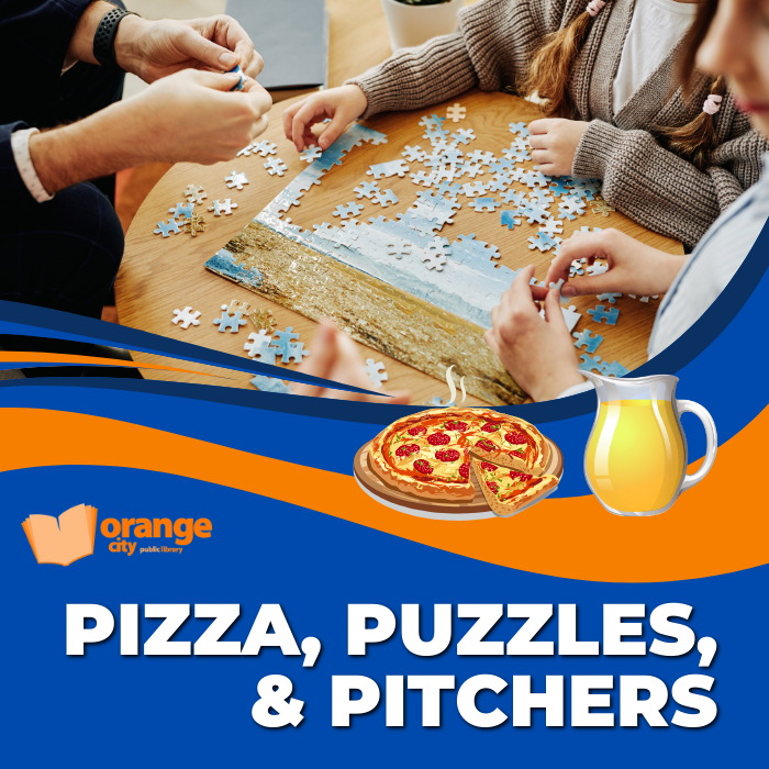 Orange City Library announces their Pizza, Puzzles, & Pitchers event